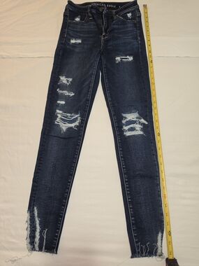 American Eagle Outfitters Dark Indigo Distressed Skinny Jeans